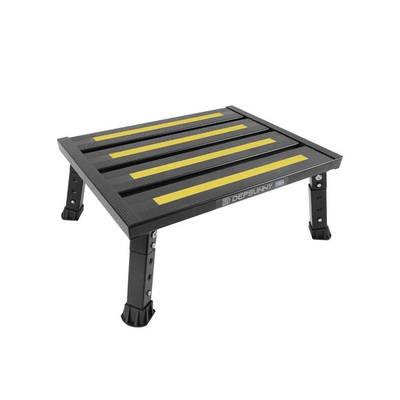 Adjustable Height Aluminum RV Step Stool Stable Foldable Platform Support 1k lbs - Picture 1 of 16
